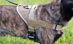 The patrol harness provides a ring for attaching the lead, a stout handle to hold the K9 close and a wide chest strap that distributes the forces across the chest and includes hook &amp; loop for attaching ID panels.