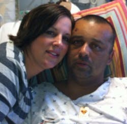 Alexandria Police Officer Peter Laboy is seen with his wife Suzi inside his hospital room. Alexandria Police Officer Peter Laboy is seen with his wife Suzi inside his hospital room.