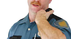 The camera that Pigeon Forge police would wear attaches to a shirt or lapel. This officer has it in the middle of his shirt along his buttons line.