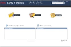 After logging in, and recording a purpose for access, the user sees a simple interface for uploading, searching previously uploaded files or creating a grid view of all or part of the images/content in a catalog. SIMS uses single signon protocols from Active Directory or LDAP so that if an officer is logged into their system, they are also logged in to SIMS without having to type a username and password again.