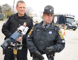 Virginia State Police Sgt. Thomas Molnar, right, speaks about a major drug bust as Hopewell Police Chief John Keohane listens on March 21. Virginia State Police Sgt. Thomas Molnar, right, speaks about a major drug bust as Hopewell Police Chief John Keohane listens on March 21.