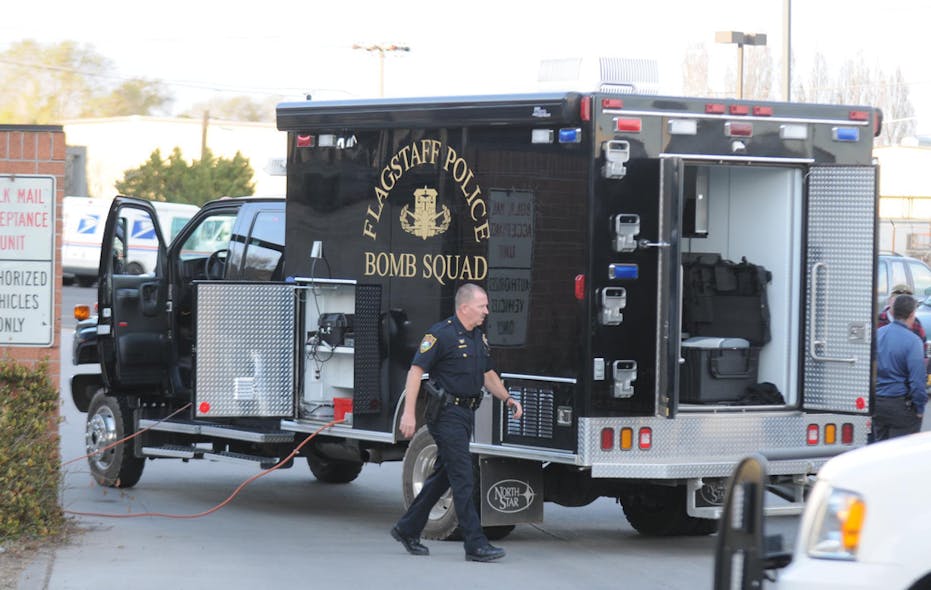 Flagstaff, Ariz., police responding to a bomb threat at the Flagstaff Post Office on Postal Boulevard on April 11.