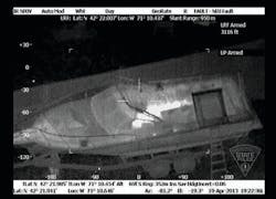 An image is seen from a Massachusetts State Police helicopter equipped with a FLIR Star SAFIRE III camera that helped locate bombing suspect Dzhokhar Tsarnaev. An image is seen from a Massachusetts State Police helicopter equipped with a FLIR Star SAFIRE III camera that helped locate bombing suspect Dzhokhar Tsarnaev.