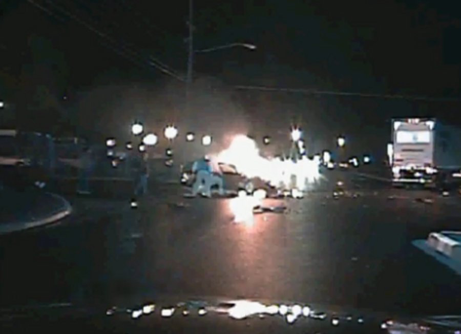 Wyoming police officers helped save three men following a fiery wreck on April 20.