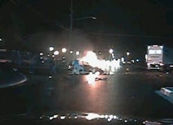 Wyoming police officers helped save three men following a fiery wreck on April 20. Wyoming police officers helped save three men following a fiery wreck on April 20.