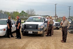 Hopkins County law enforcement officers set up a command center Tuesday morning in Sulphur Springs, Texas.