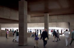 An artist rendering released by the Lower Manhattan Development Corporation of the Memorial Hall looking at the South Footprint is shown. An artist rendering released by the Lower Manhattan Development Corporation of the Memorial Hall looking at the South Footprint is shown.