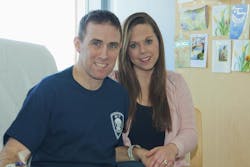 MBTA Transit Police Officer Richard Donohue is seen in the hospital with his wife, Kim. MBTA Transit Police Officer Richard Donohue is seen in the hospital with his wife, Kim.