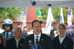 National Law Enforcement Officers Memorial Fund Chairman and CEO Craig Floyd speaks at the Unveiling Ceremony. (National Law Enforcement Officers Memorial Fund)
