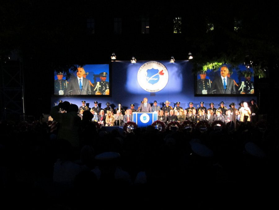 U.S. Attorney General Eric Holder speaks during the 25th Annual Candlelight Vigil at the National Law Enforcement Officers Memorial in Washington, D.C. on May 13. (National Law Enforcement Officers Memorial Fund)