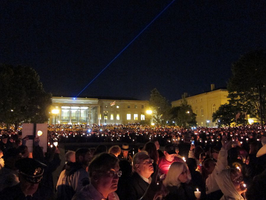 The names of 321 fallen officers were dedicated on the walls of the National Law Enforcement Officers Memorial in Washington, D.C. during the 25th Annual Candlelight Vigil on May 13. (National Law Enforcement Officers Memorial Fund)