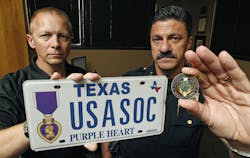 Special Investigations Unit lead investigator Brad Thompson, left, and Fort Worth Police Chief Jeff Halstead are seen with evidence items. Special Investigations Unit lead investigator Brad Thompson, left, and Fort Worth Police Chief Jeff Halstead are seen with evidence items.