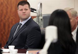 Former Houston Police Officer Drew Ryser looks on during the first day of his trial on June 3.