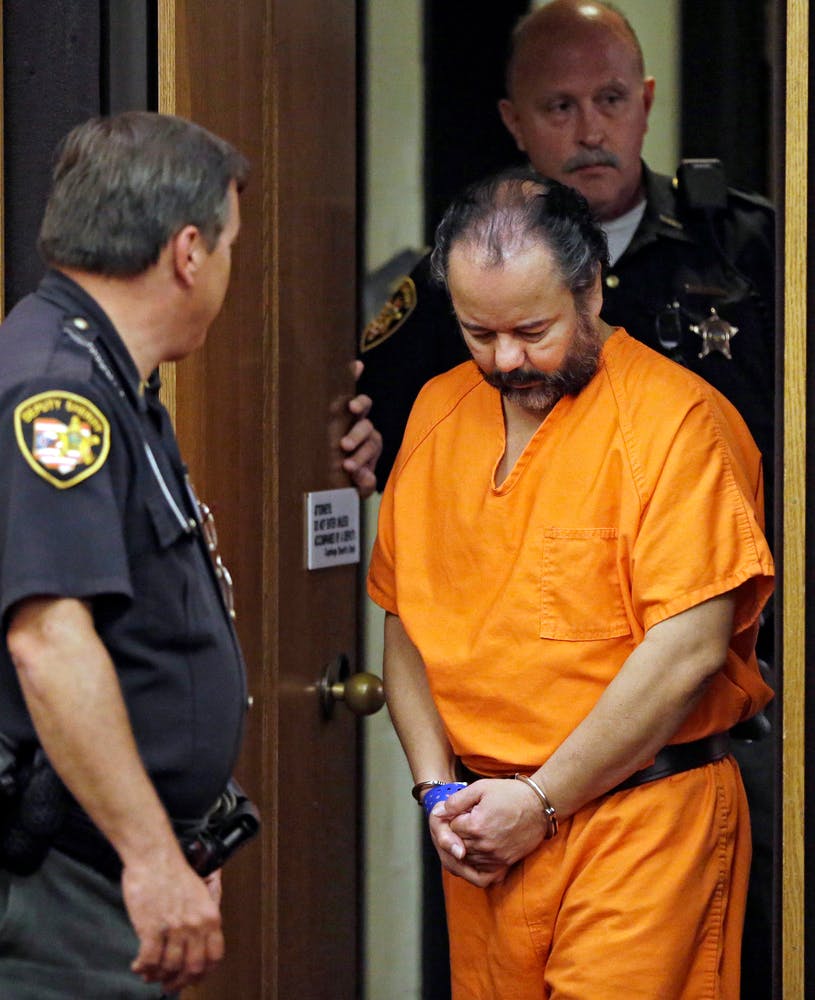 Ariel Castro is led into Cuyahoga County Common Pleas Court in Cleveland for a pretrial hearing on July 3.