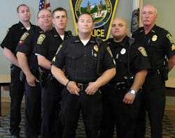 From left: Watertown Police Department Officers Joseph Reynolds, Jean Sarkissian and Michael Comick, Sergeant John MacLellan, Officer Miguel Colon, and Sergeant Jeffrey Pugliese.