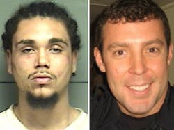 Suspect Joshua Russell, left and Anniston Officer Justin Sollohub Suspect Joshua Russell, left and Anniston Officer Justin Sollohub