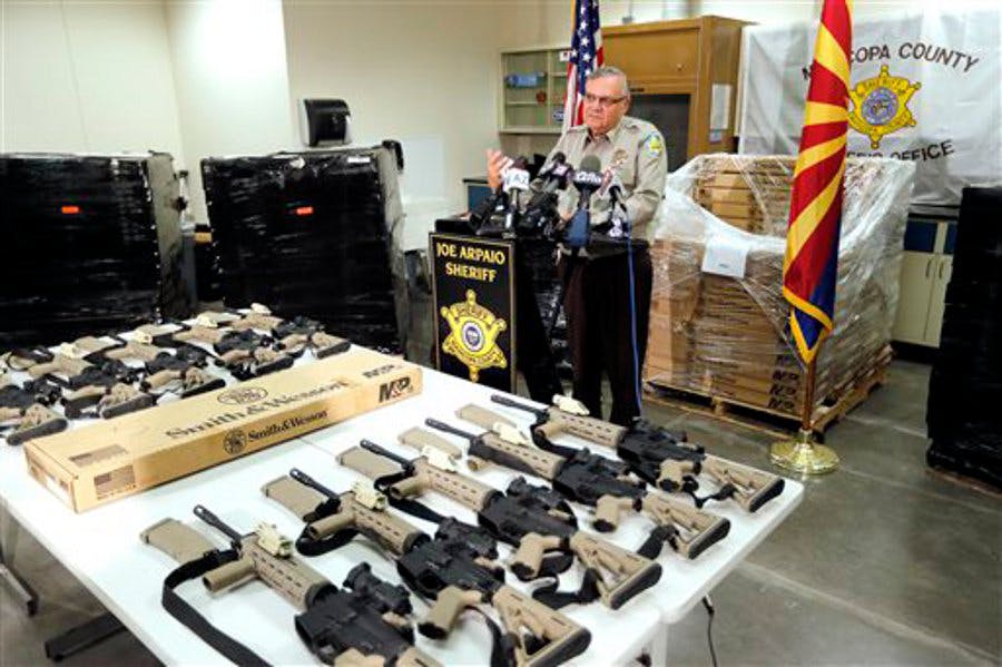 Maricopa County Sheriff Joe Arpaio announced that his deputies would be carrying new AR-15 rifles both on and off duty on Aug. 8 in Phoenix, Ariz.
