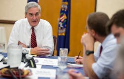 Outgoing FBI director Robert Mueller speaks during an interview at FBI headquarters on Aug. 21 in Washington.