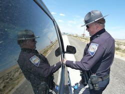 Nate Peterson is a Nevada Highway Patrolman taking part in a &apos;Zero Tolerance&apos; program to stop speeders whizzing into Las Vegas from California.