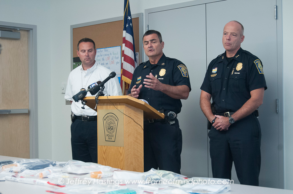 Manchester Police Chief David Mara speaks during a press conference on Aug. 29 announcing the largest seizure of heroin in the city's history.