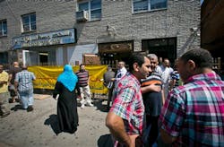 Visitors socialize outside the Islamic Society of Bay Ridge and mosque, after a Jumu'ah prayer service on Aug. 16 in Brooklyn. Visitors socialize outside the Islamic Society of Bay Ridge and mosque, after a Jumu'ah prayer service on Aug. 16 in Brooklyn.