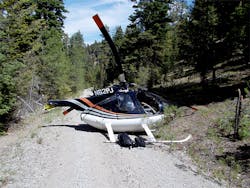 A helicopter looking for illegal marijuana crashed in eastern Oregon on Aug. 12. A helicopter looking for illegal marijuana crashed in eastern Oregon on Aug. 12.
