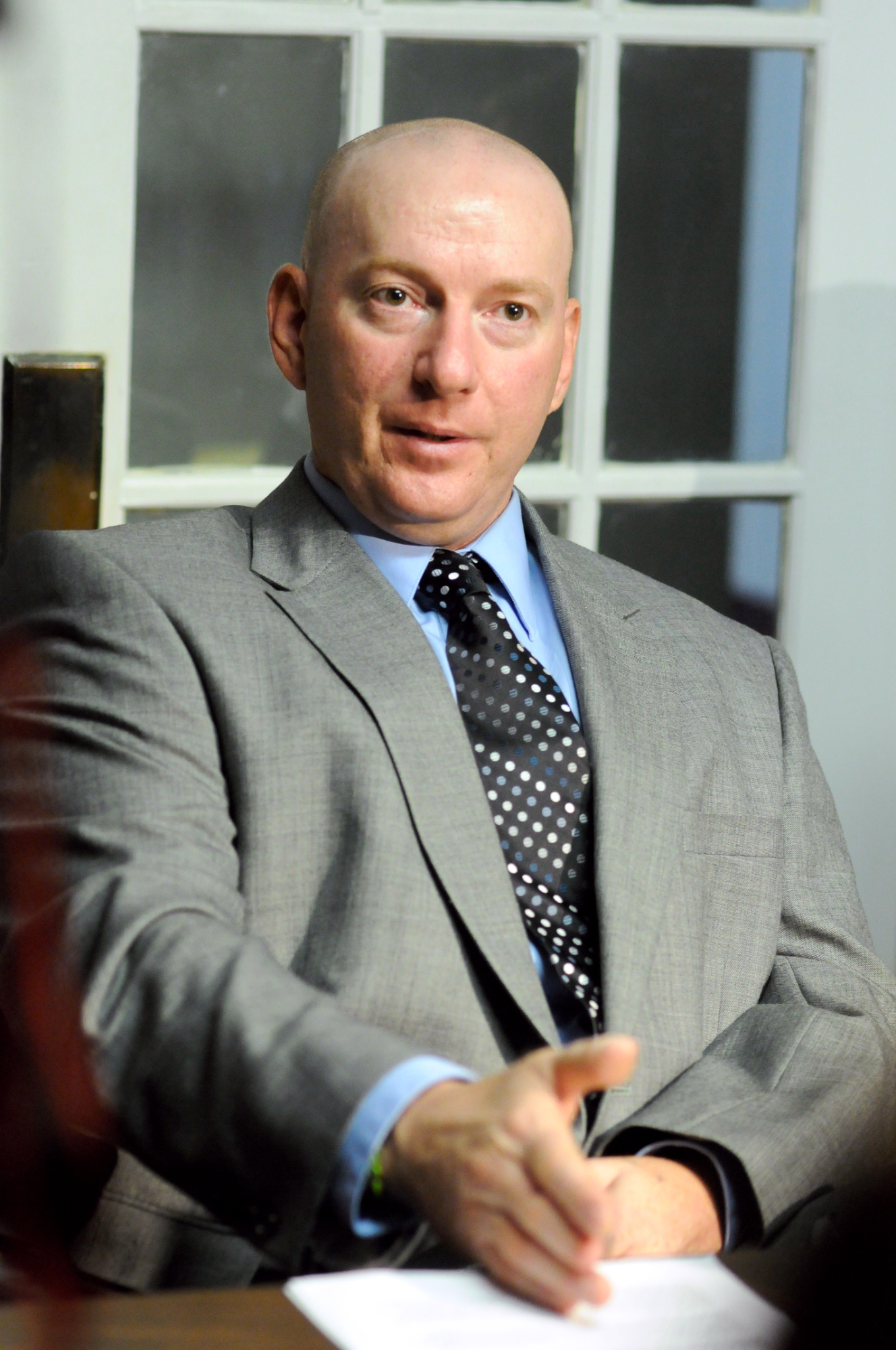 Gilberton Police Chief Mark Kessler speaks during a news conference in Frackville, Pa.