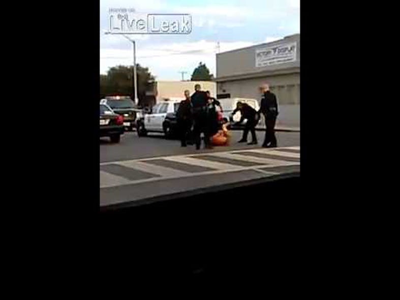 The Long Beach police chief said Wednesday that the YouTube video of a man lying on the ground and being struck by officers with batons and shocked with an electric stun gun is disturbing, but it is too early to judge the incident.