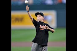 Brandon Schneider throws out the ceremonial first pitch before the Baltimore Orioles and Chicago White Sox baseball game on Sept. 5 in Baltimore, Md. Brandon Schneider throws out the ceremonial first pitch before the Baltimore Orioles and Chicago White Sox baseball game on Sept. 5 in Baltimore, Md.