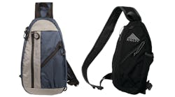 Sling packs by BLACKHAWK and Kelty.