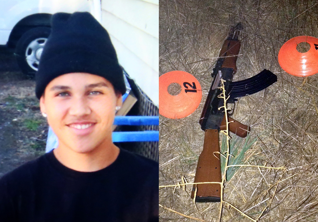 This combination of photos provided by the family via The Press Democrat and the Sonoma County Sheriff's Department shows an undated photo of 13-year-old Andy Lopez and the replica assault rifle he was holding when he was shot and killed by two Sonoma County deputies in Santa Rosa, Calif. on Oct. 22.