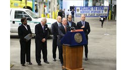 Police Commissioner Ray Kelly and Mayor Bloomberg announce the fleet consolidation at the new NYPD Citywide Service Shop #9 in Manhattan on Oct. 21 in New York.