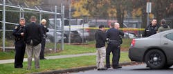 Officials work at the scene near the Jackson County District Attorney's office after an explosion shattered windows and damaged the buildings interior in Medford, Ore.on Nov. 13. Officials work at the scene near the Jackson County District Attorney's office after an explosion shattered windows and damaged the buildings interior in Medford, Ore.on Nov. 13.