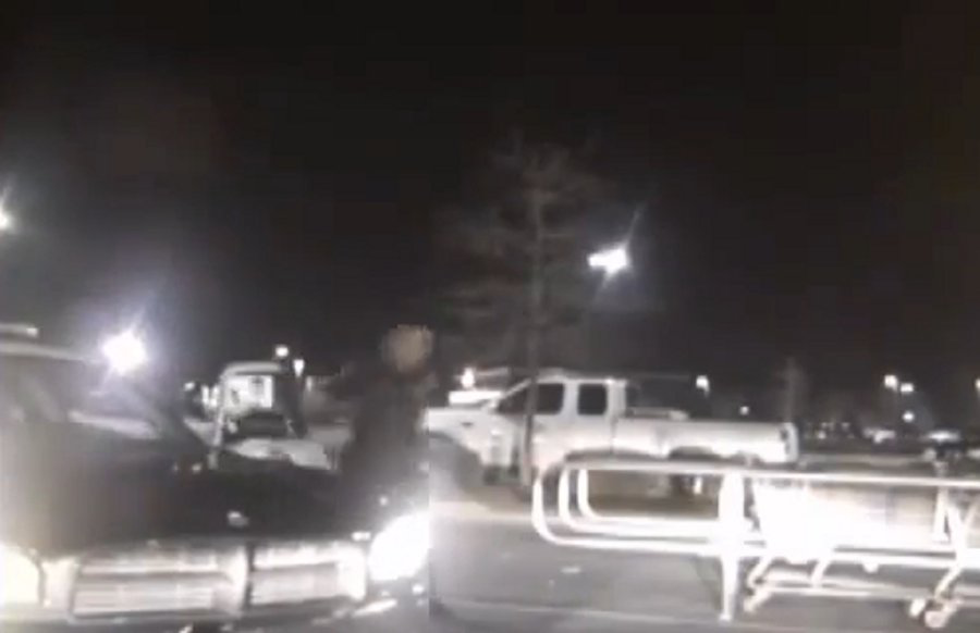 A Leland police officer was sent to the hospital on Dec. 26 after a woman slammed her truck into his patrol car during a 30-minute car chase.