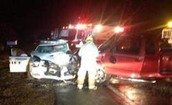 Pasco County Sheriff's Deputy Darren R. Hill suffered two broken legs in addition to a broken arm in a head-on hit-and-run crash Wednesday morning. Pasco County Sheriff's Deputy Darren R. Hill suffered two broken legs in addition to a broken arm in a head-on hit-and-run crash Wednesday morning.