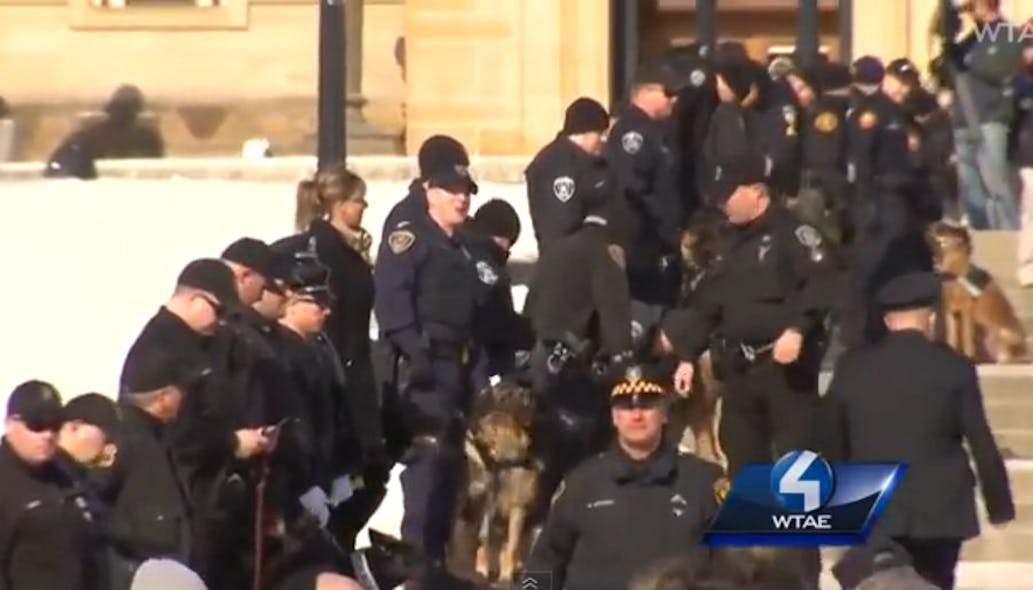 Hundreds gathered to their pay final respects to said Pittsburgh police K-9 Rocco on Friday.