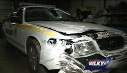 Franklin County Deputy Ronald Lalumandier's bulletproof vest saved his life after he was nearly killed after his cruiser crashed Monday evening. Franklin County Deputy Ronald Lalumandier's bulletproof vest saved his life after he was nearly killed after his cruiser crashed Monday evening.