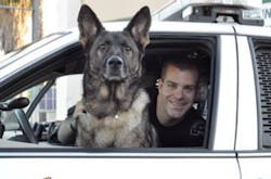K-9 Bruno is seen with Officer RJ Young K-9 Bruno is seen with Officer RJ Young