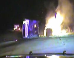 A driver of a SUV ran a stop sign at South Main Street and Eight Street Southwest and slammed into the Officer Paul Dial's patrol vehicle. A driver of a SUV ran a stop sign at South Main Street and Eight Street Southwest and slammed into the Officer Paul Dial's patrol vehicle.