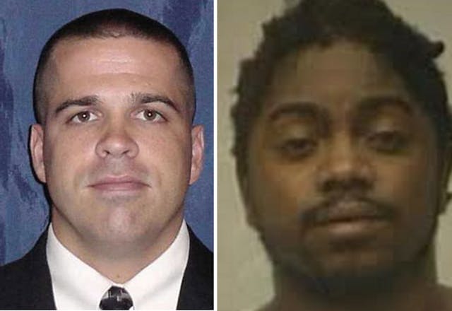 Michael Addison, left and Officer Michael Briggs