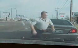 Midwest City Sgt. Brad Rummell is lucky to be alive after a driver slammed into his cruiser at full speed last week. Midwest City Sgt. Brad Rummell is lucky to be alive after a driver slammed into his cruiser at full speed last week.