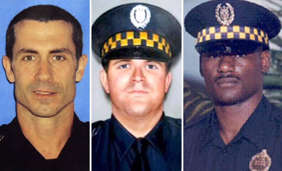 Officers Paul J. Sciullo II, Stephen J. Mayhle and Eric G. Kelly