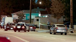 Los Angeles County sheriff's deputies block off the scene of a triple homicide that occurred on May 20. Los Angeles County sheriff's deputies block off the scene of a triple homicide that occurred on May 20.