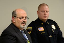 Waseca Police Captain Kris Markeson, right, and Waseca school Superintendent Tom Lee,left, speak at a news conference about the 17-year-old arrested in plot to kill family and massacre students at Waseca school. Waseca Police Captain Kris Markeson, right, and Waseca school Superintendent Tom Lee,left, speak at a news conference about the 17-year-old arrested in plot to kill family and massacre students at Waseca school.