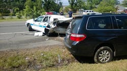 A Prince George&apos;s County police officer was seriously injured in a crash Thursday morning.