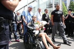 Officer Rosa Rodriguez was injured in a building fire that killed fellow Officer Dennis Guerra on April 6. Officer Rosa Rodriguez was injured in a building fire that killed fellow Officer Dennis Guerra on April 6.