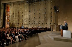 President Barack Obama speaks at the dedication ceremony for the National September 11 Memorial Museum on May 15.