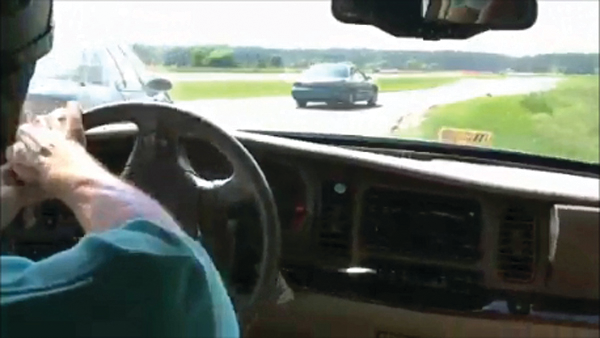 Students practice weaving in/out of traffic