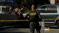 Law enforcement officers were searching Moreno Valley late Tuesday for one or two suspects after a deputy responding to an assault-with-a-deadly weapon call was injured. Law enforcement officers were searching Moreno Valley late Tuesday for one or two suspects after a deputy responding to an assault-with-a-deadly weapon call was injured.