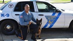 K-9 Anka is seen with her handler, Officer Charles Williams. K-9 Anka is seen with her handler, Officer Charles Williams.